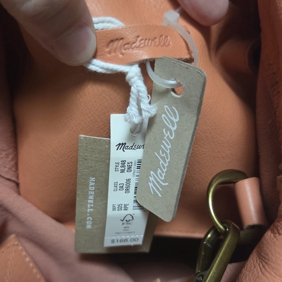 NWT Madewell Piazza Crossbody Bag: Braided Strap Edition, Coral/Salmon Leather - Picture 14 of 16